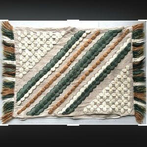 VINTAGE deluxe needlework linen/wool handmade pillow cover         🌟excellent🌟